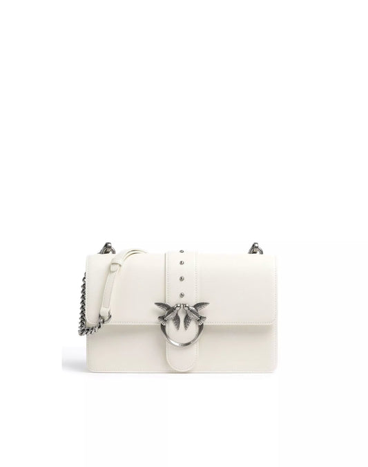 Pinko Women’s White Leather Shoulder Bag – Timeless Fall/Winter Essential