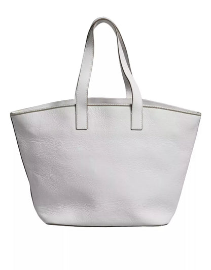 Brunello Cucinelli White Leather Shoulder Tote Bag – Luxury Italian Craftsmanship
