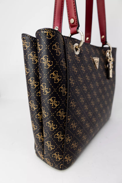 Guess Women’s Brown Printed Handbag – Chic & Spacious Fall/Winter Accessory