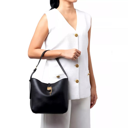 Michael Kors Women’s Black Handbag – Automatic Button Closure, Inside Pocket, Compact Everyday Design