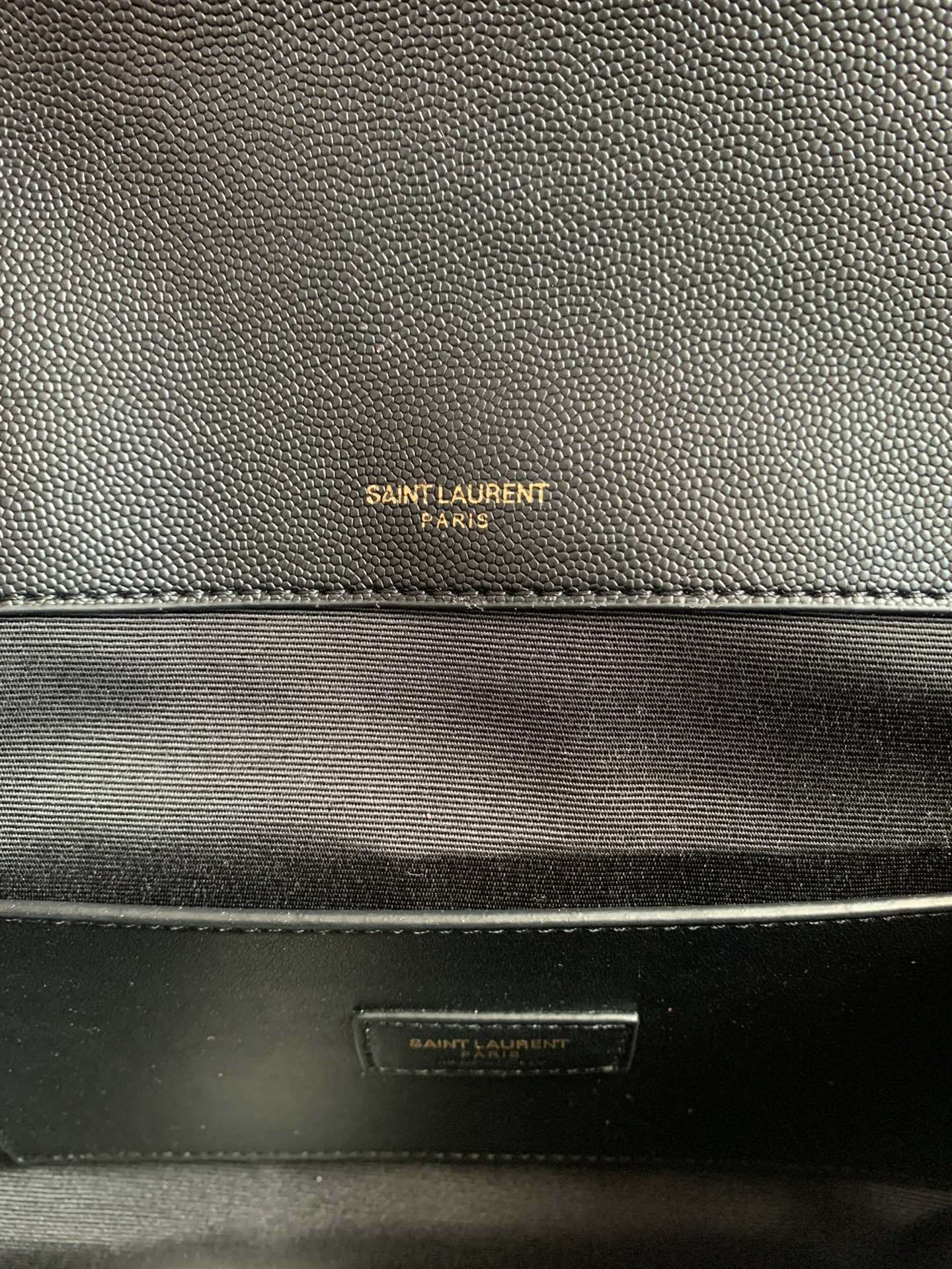 Saint Laurent Grained Leather Crescent Mini Shoulder Bag with Monogram Closure