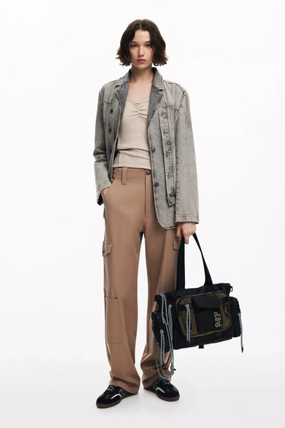 Desigual Women’s Black Print Handbag – Shoulder Strap & Front Pockets