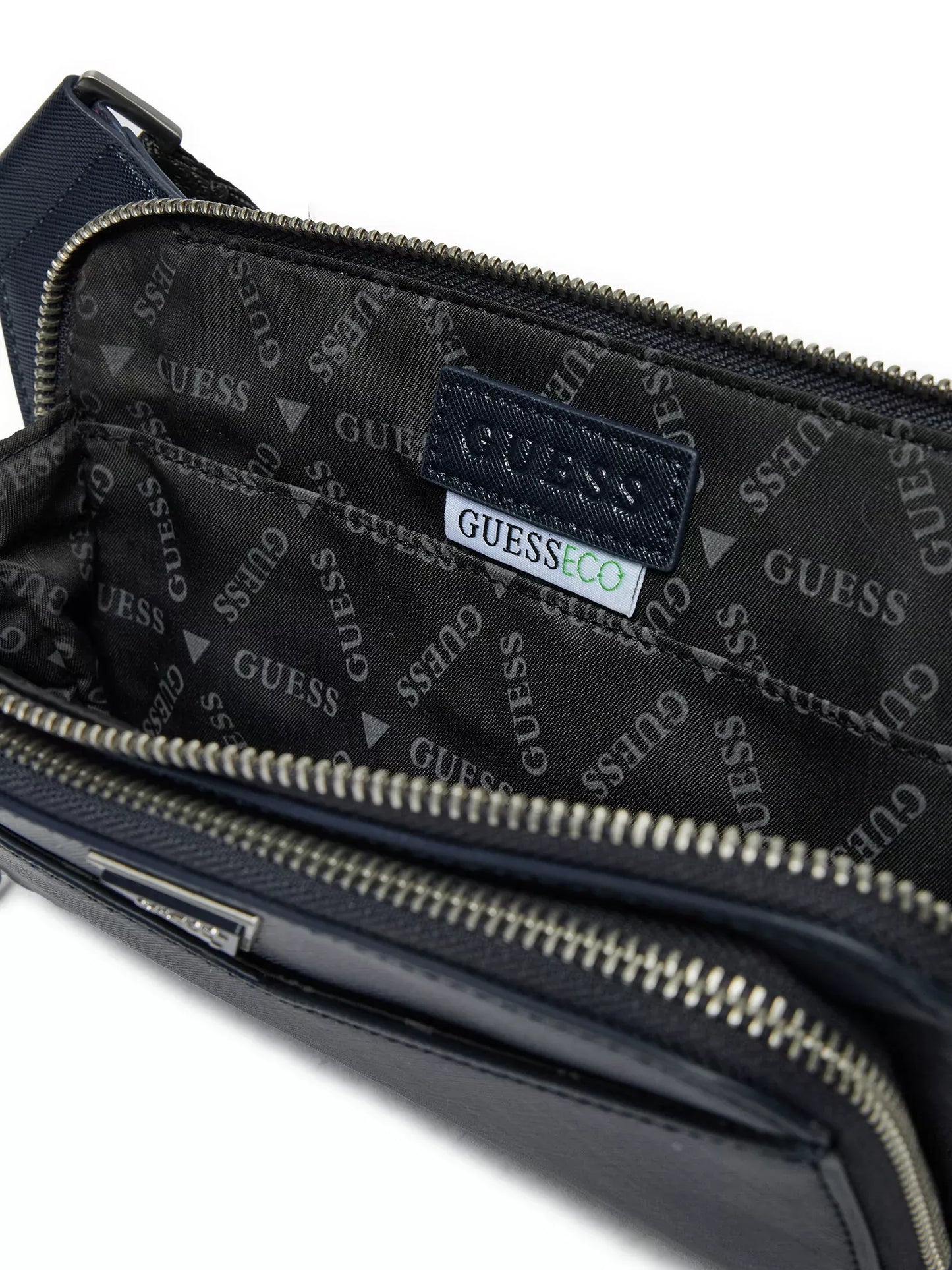 Guess Men’s Black Polyurethane Bag with Zip Closure – Stylish & Functional Everyday Carry