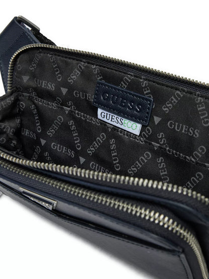 Guess Men’s Black Polyurethane Bag with Zip Closure – Stylish & Functional Everyday Carry