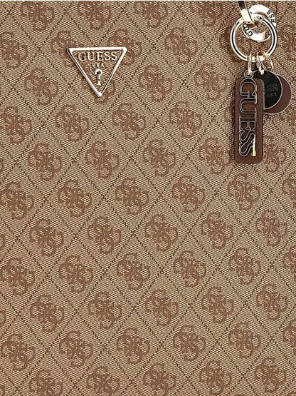 GUESS Women’s Beige Print Handbag – Elegant Fall/Winter Tote