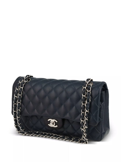 Preowned Chanel Caviar Double Flap Bag Medium – Black Leather with Silver Hardware, Series 11