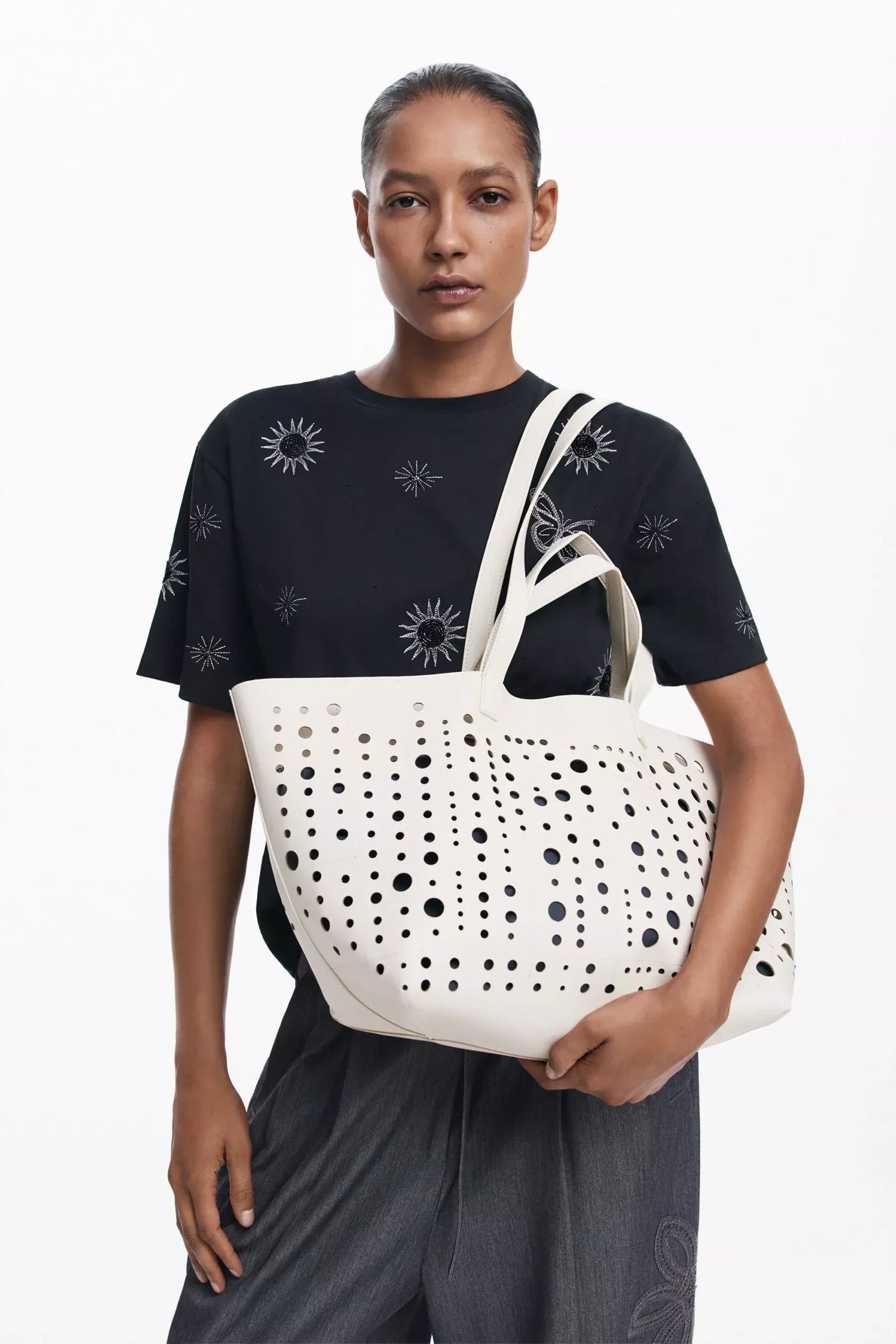 Desigual Women’s Black/White Handbag with Shoulder Strap