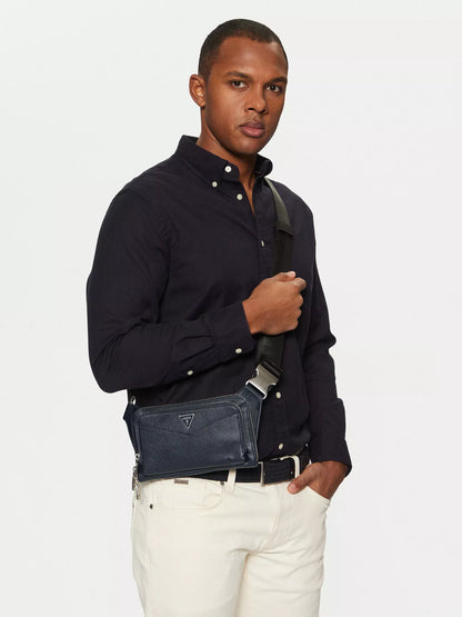 Guess Men’s Black Polyurethane Bag with Zip Closure – Stylish & Functional Everyday Carry