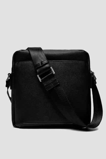 Guess Men’s Black Shoulder Bag – Premium PU Leather Minimalist Crossbody