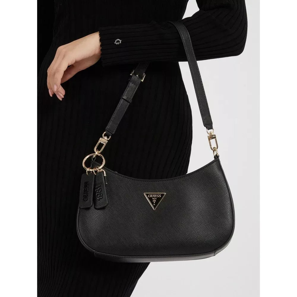 Guess Women’s Black Faux Leather Handbag – Timeless Fall/Winter Luxury